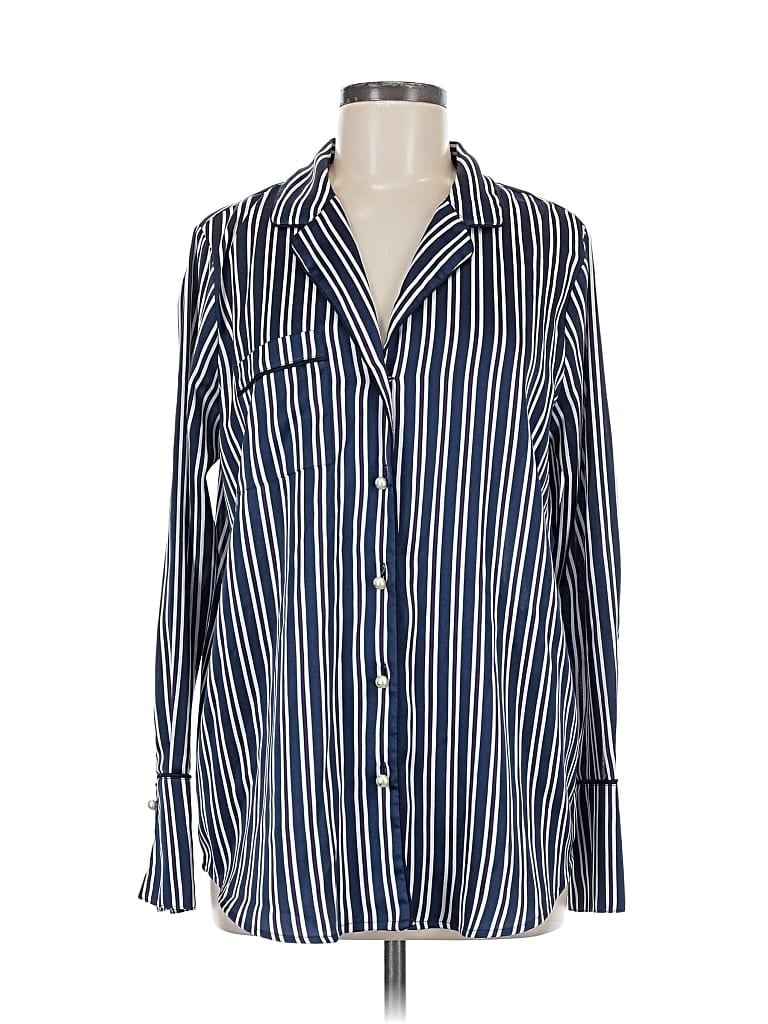 Pre-owned Banana Republic Long Sleeve Blouse In Blue