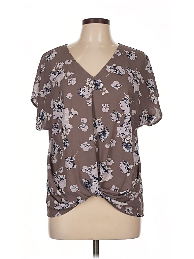 Pre-owned West Kei Short Sleeve Blouse In Brown