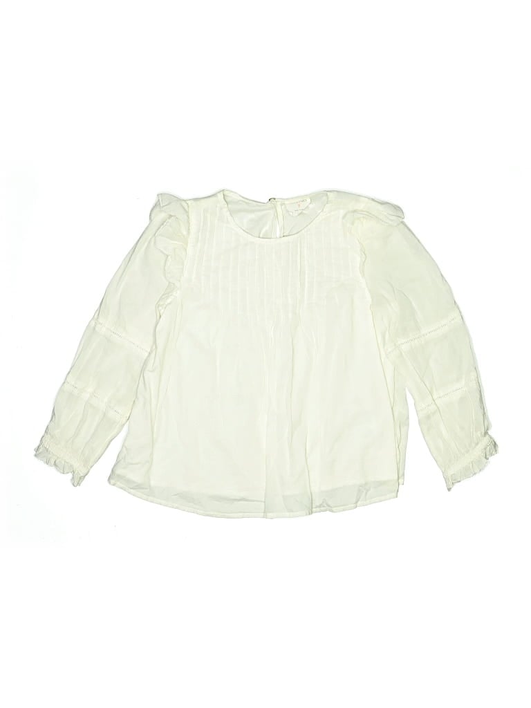 Pre-owned Crewcuts Kids' Long Sleeve Blouse In White