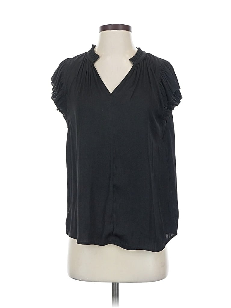 Pre-owned Current Air Short Sleeve Blouse In Black