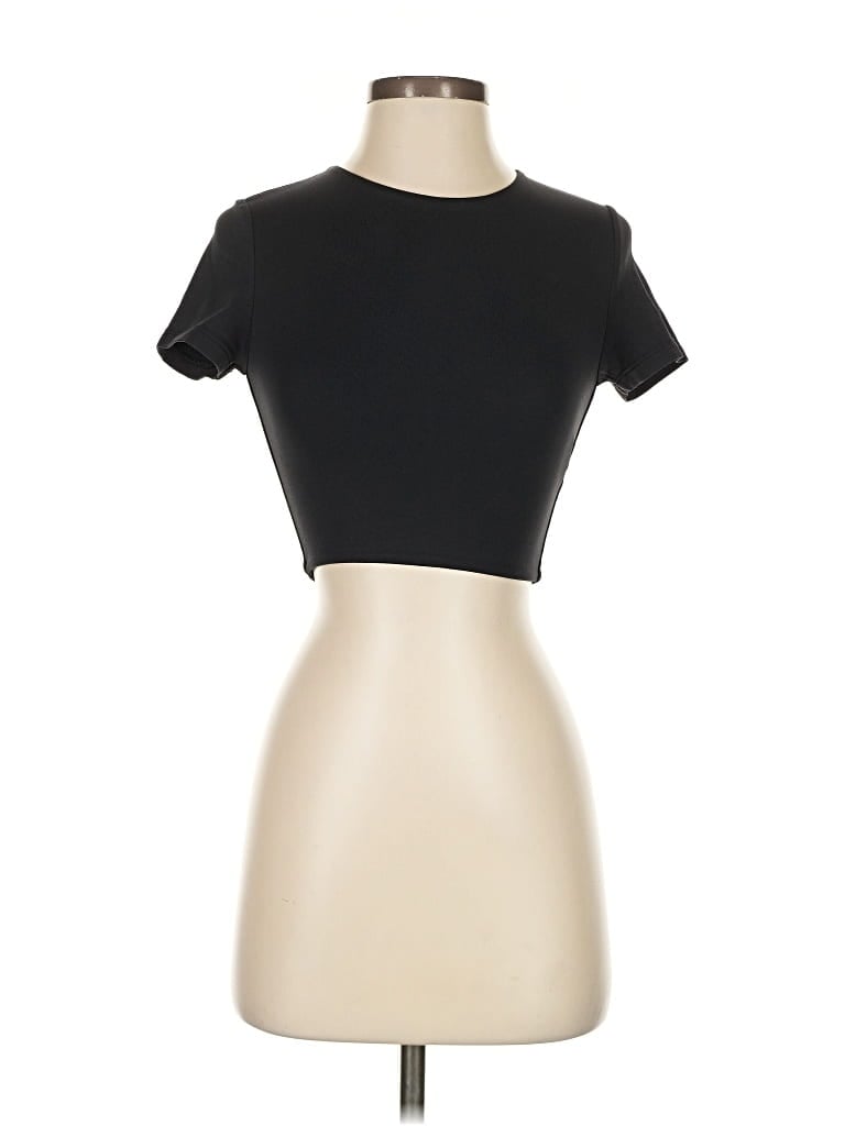 Pre-owned Babaton Short Sleeve Top Black Keyhole Neckline Tops