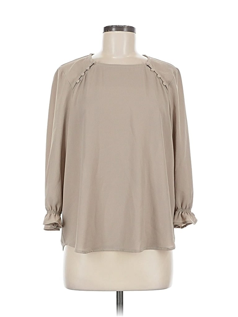 Pre-owned Lily White 3/4 Sleeve Blouse In Brown