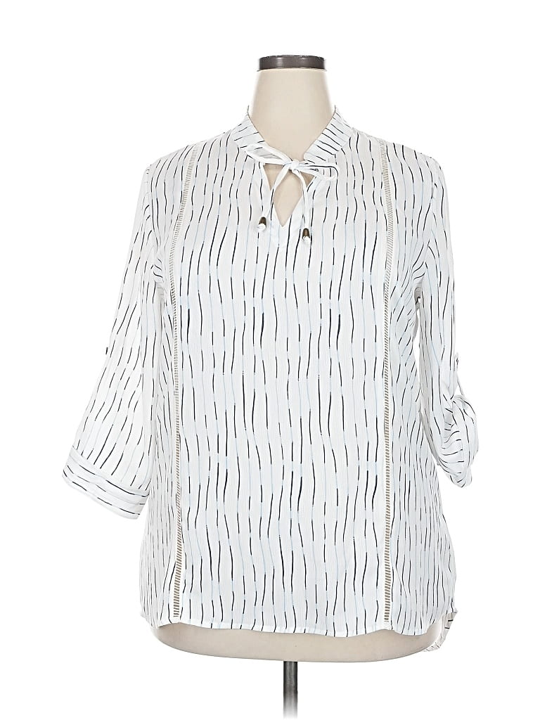 Pre-owned Simply Noelle 3/4 Sleeve Blouse In White