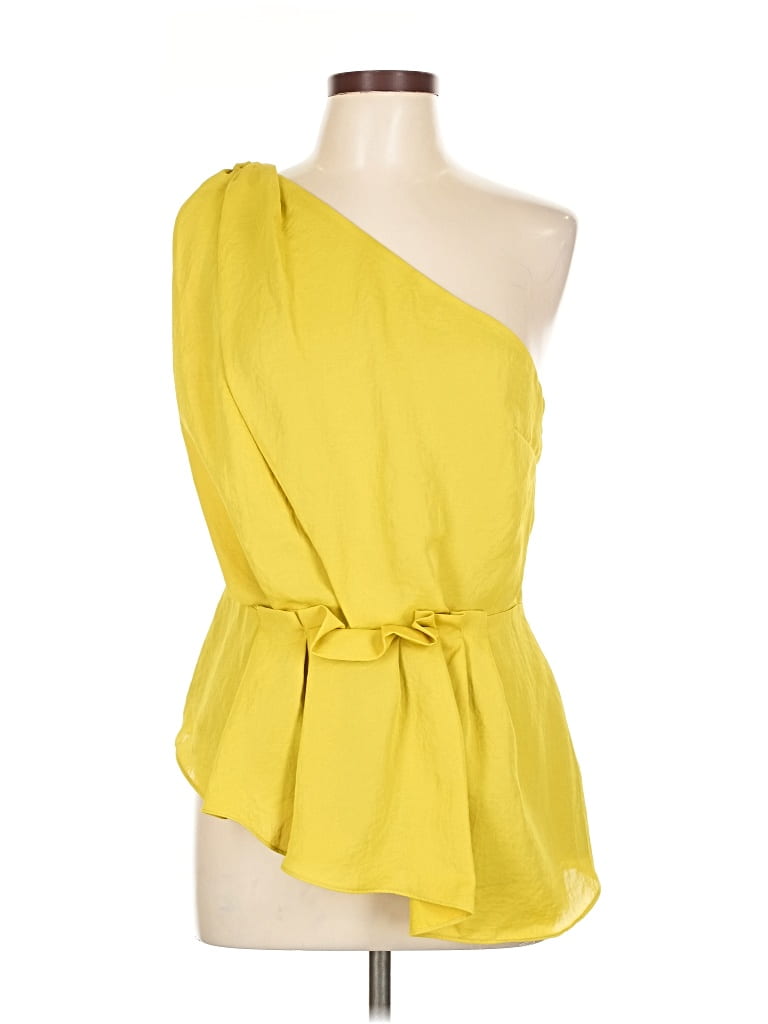 Pre-owned Rachel Rachel Roy Sleeveless Top Yellow One Shoulder Neckline Tops