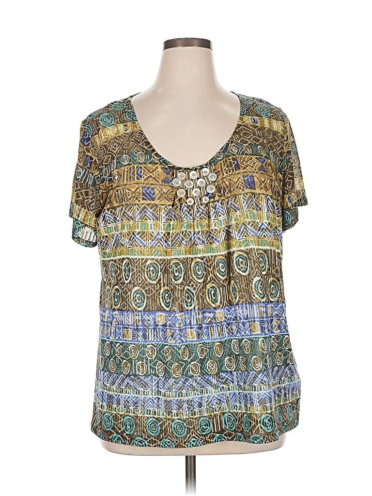 Pre-owned Ruby Rd. Short Sleeve Blouse In Blue