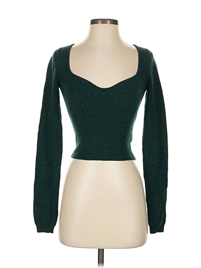 Pre-owned Wilfred Long Sleeve Top Green Sweetheart Neckline Tops