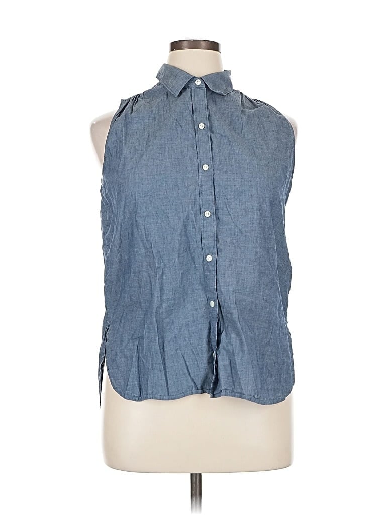 Pre-owned Gap Sleeveless Button Down Shirt In Blue