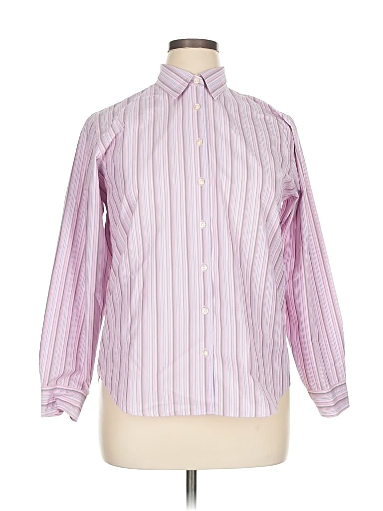 Pre-owned Lands' End Long Sleeve Button Down Shirt In Pink