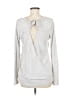 Coverstitched Metallic Silver Pullover Sweater Size M - photo 2