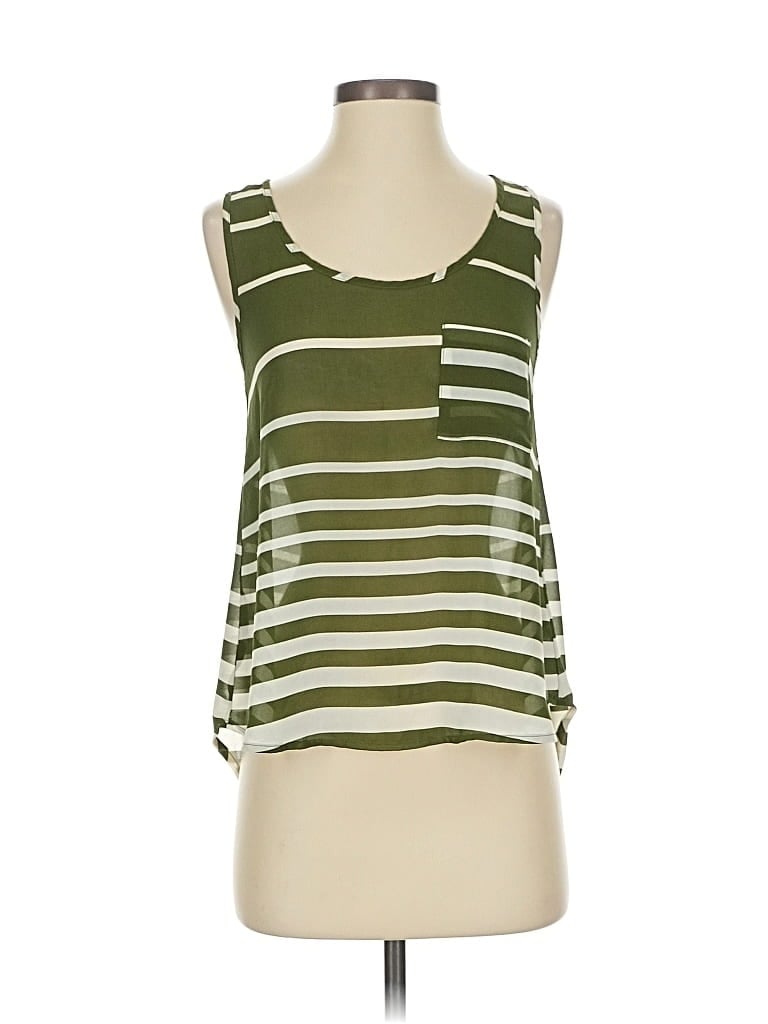 Pre-owned Timing Sleeveless Top Green Scoop Neck Tops