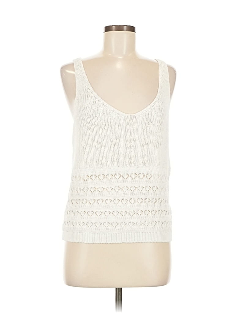 Pre-owned Etam Sleeveless Top Ivory Scoop Neck Tops In White