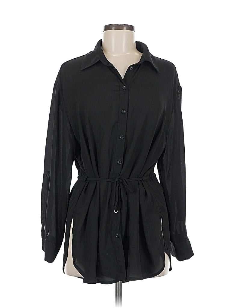 Pre-owned New York And Company Long Sleeve Blouse In Black
