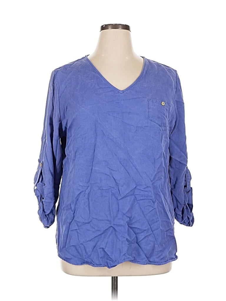 Pre-owned Soft Surroundings 3/4 Sleeve Blouse In Blue