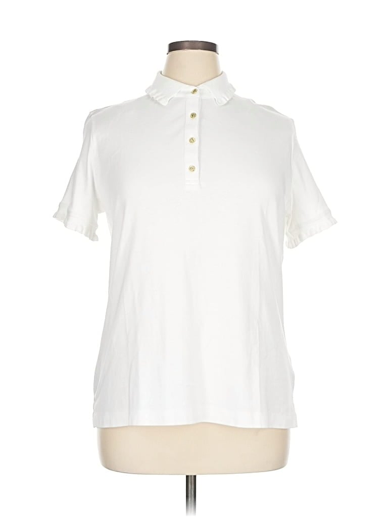 Pre-owned Anne Klein Sport Short Sleeve Blouse In White