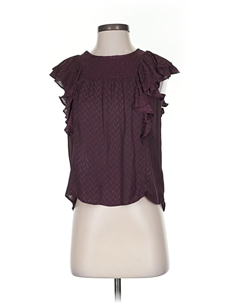 Pre-owned Meadow Rue Short Sleeve Blouse In Burgundy