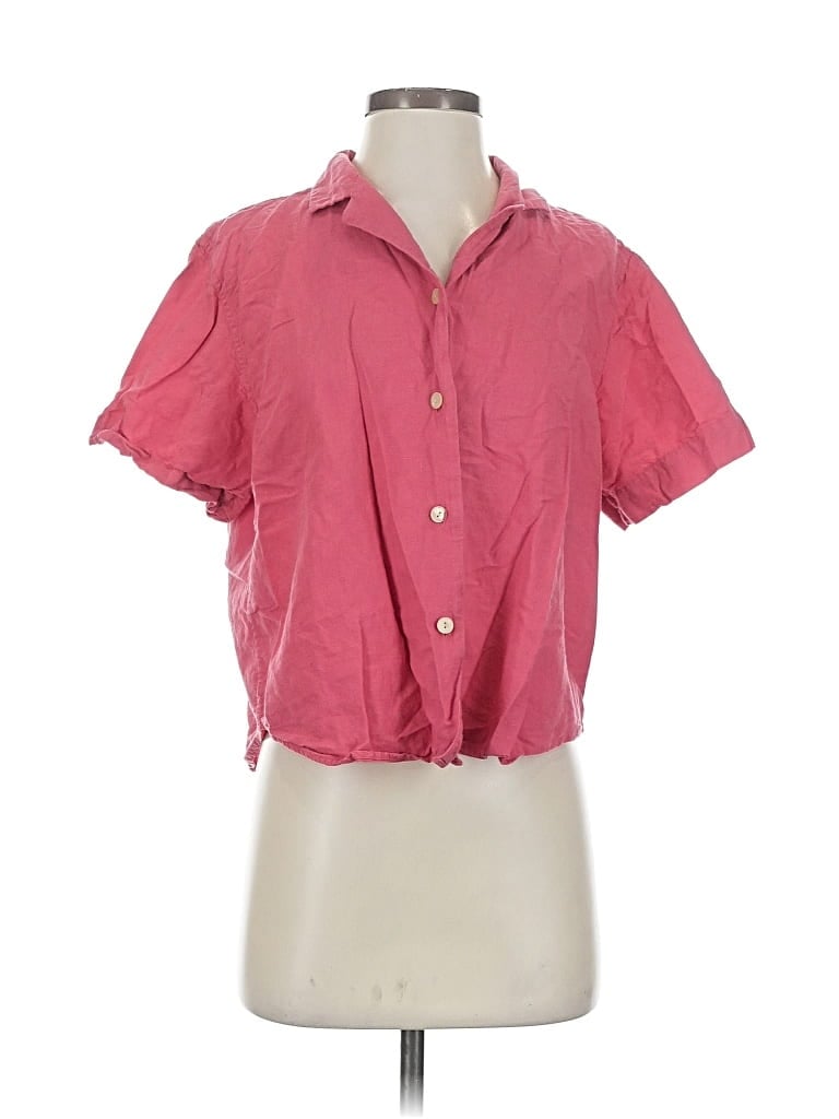 Pre-owned Uniqlo Short Sleeve Blouse In Pink