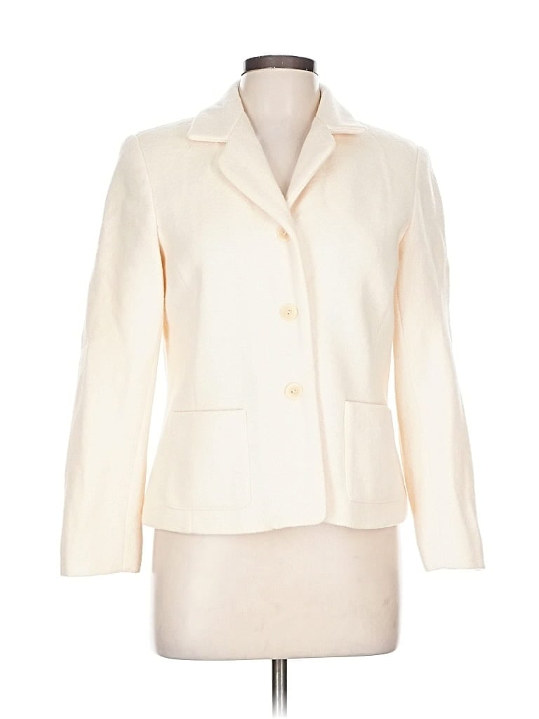 Pre-owned Talbots Blazer Jacket In White