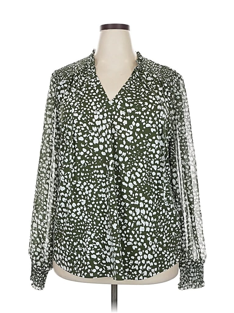 Pre-owned Beacon Long Sleeve Blouse In Green