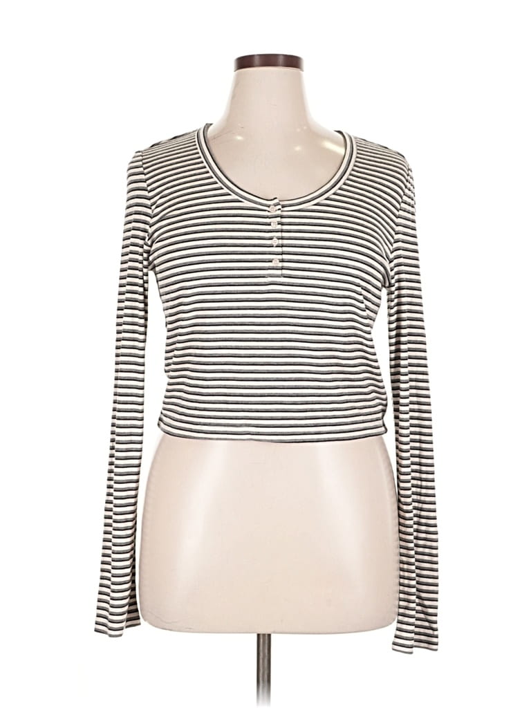 Pre-owned Z Supply Long Sleeve Top Ivory Scoop Neck Tops In White