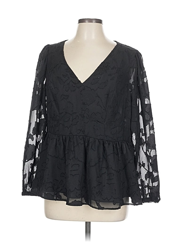 Pre-owned Torrid Long Sleeve Blouse In Black