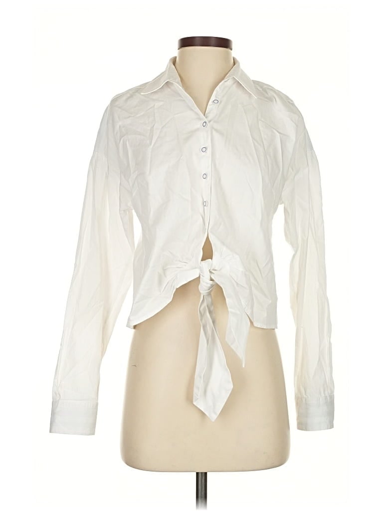 Pre-owned Maeve By Anthropologie Long Sleeve Blouse In White