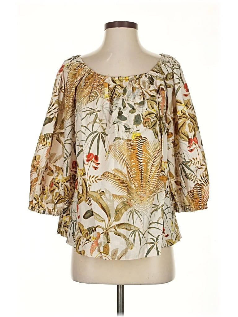 Pre-owned H&m 3/4 Sleeve Blouse In Gold