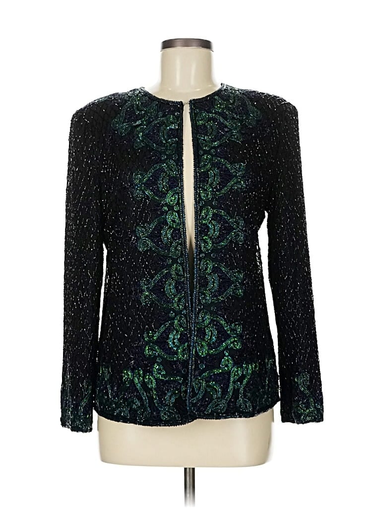 Pre-owned Scala Silk Blazer Jacket In Green