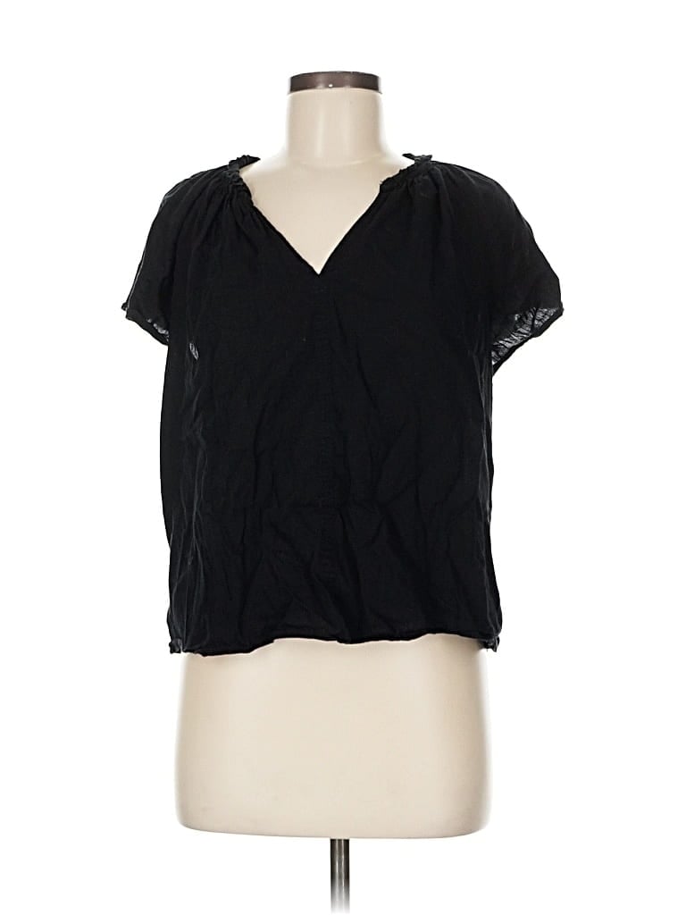 Pre-owned Gap Short Sleeve Blouse In Black