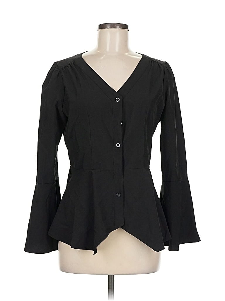 Pre-owned Belle Poque Long Sleeve Blouse In Black