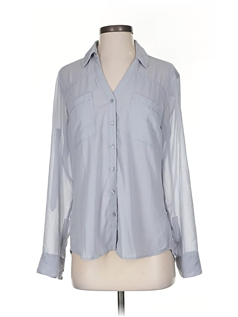 Pre-owned Express Long Sleeve Blouse In Gray