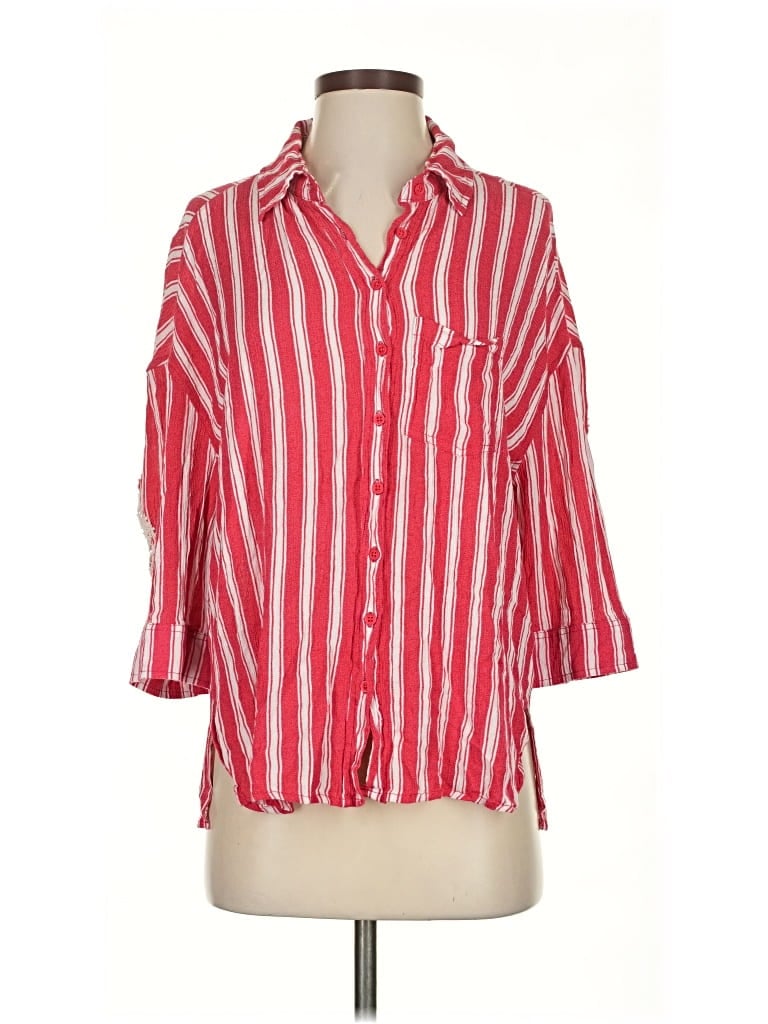 Pre-owned Bluheaven 3/4 Sleeve Button Down Shirt In Red