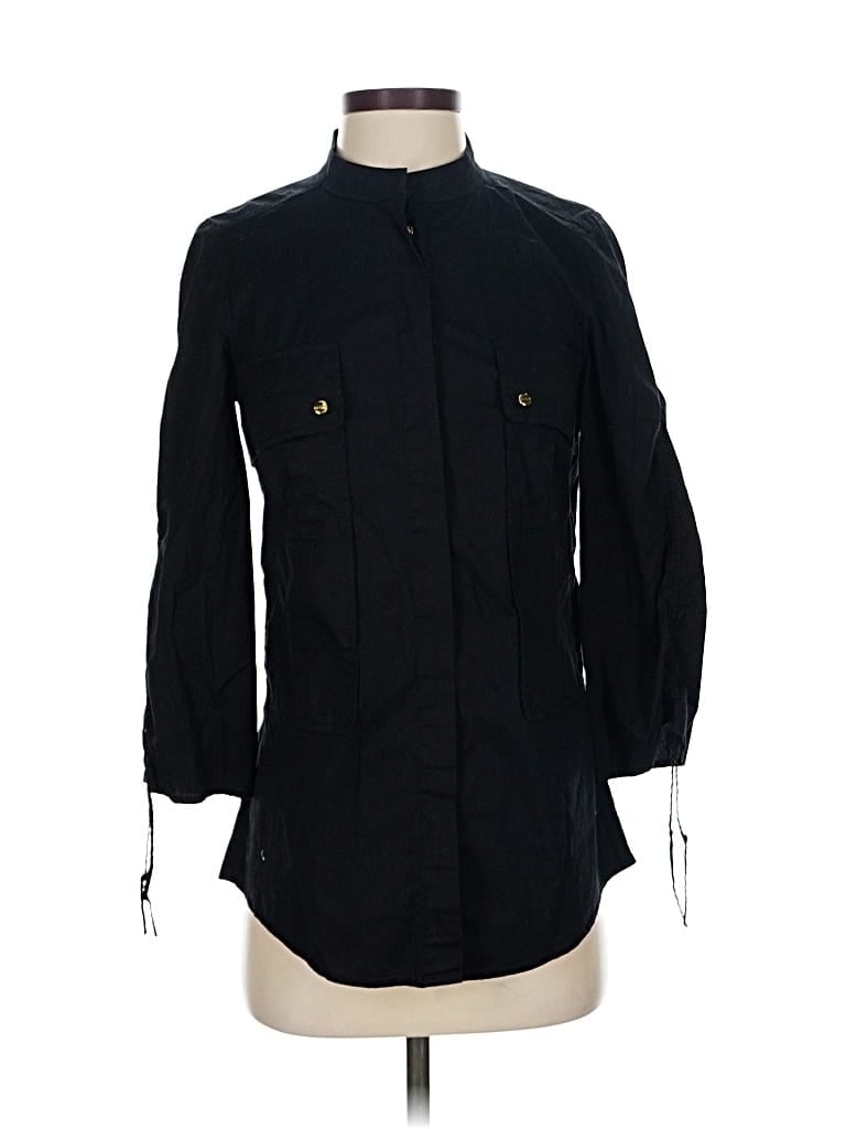 Pre-owned Tory Burch 3/4 Sleeve Button Down Shirt In Black