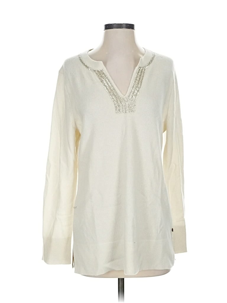 Pre-owned Tommy Bahama Cashmere Pullover Sweater In White