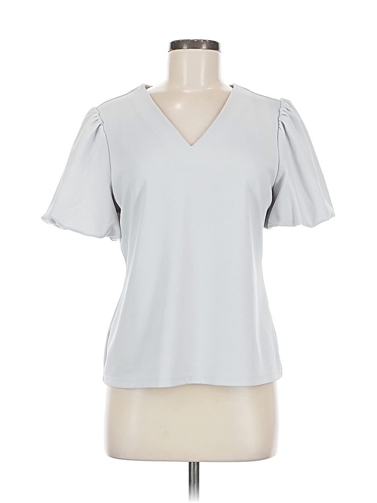 Pre-owned Ann Taylor Short Sleeve Blouse In Gray