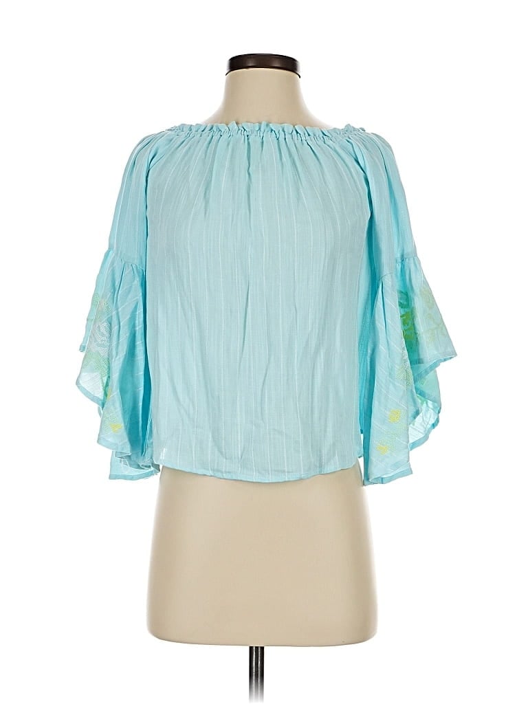 Pre-owned Miami 3/4 Sleeve Blouse In Blue