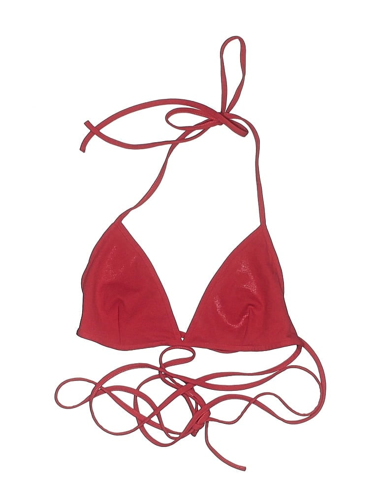 Pre-owned Shein Swimsuit Top Red Solid Pattern Swimwear