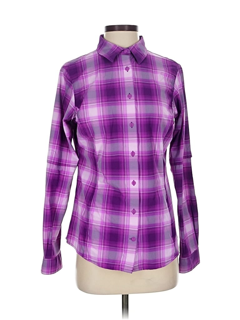 Pre-owned Duluth Trading Co. Long Sleeve Button Down Shirt In Purple