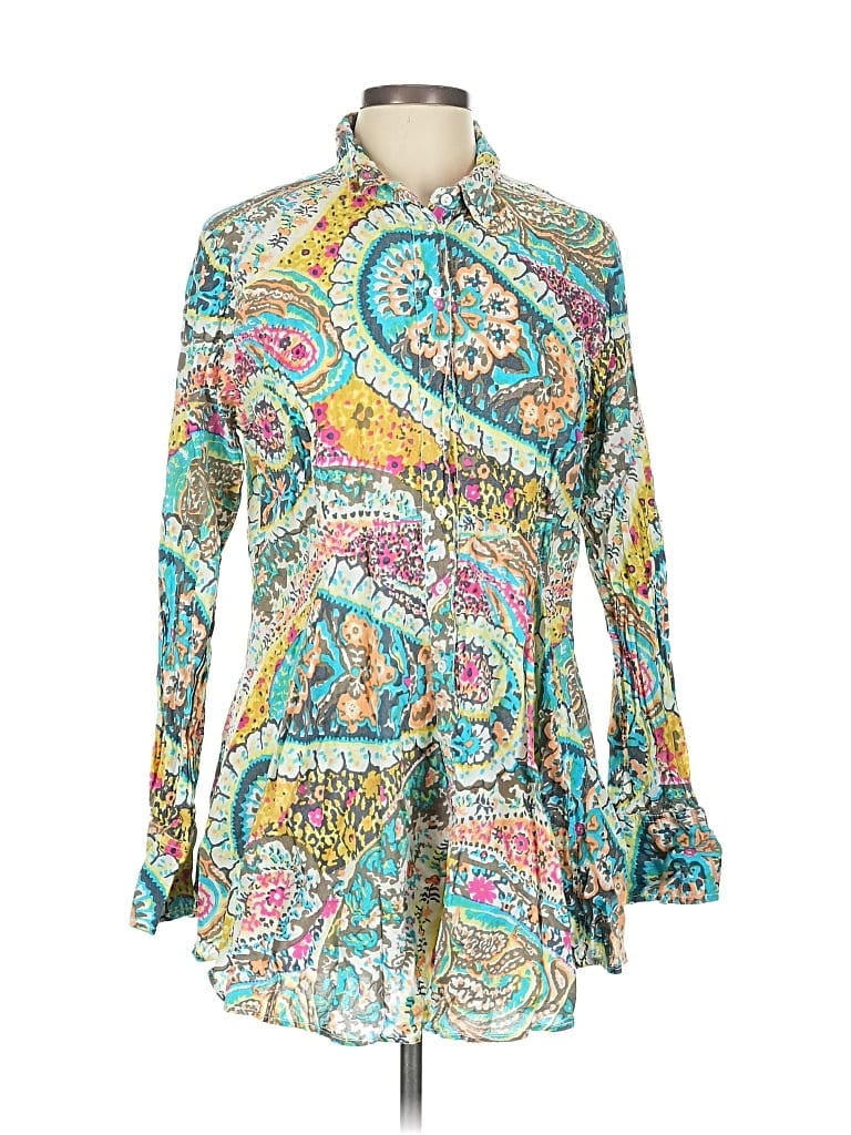 Pre-owned Assorted Brands Long Sleeve Blouse In Blue