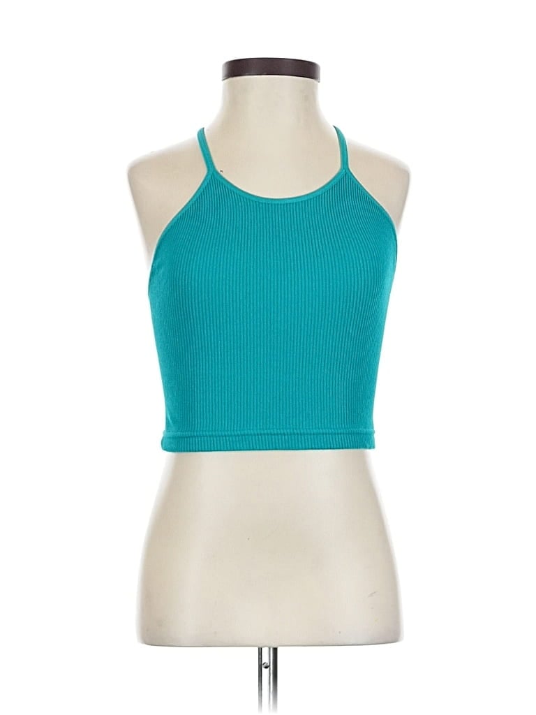 Pre-owned Fp Movement Tank Top Teal Halter Neckline Tops In Blue
