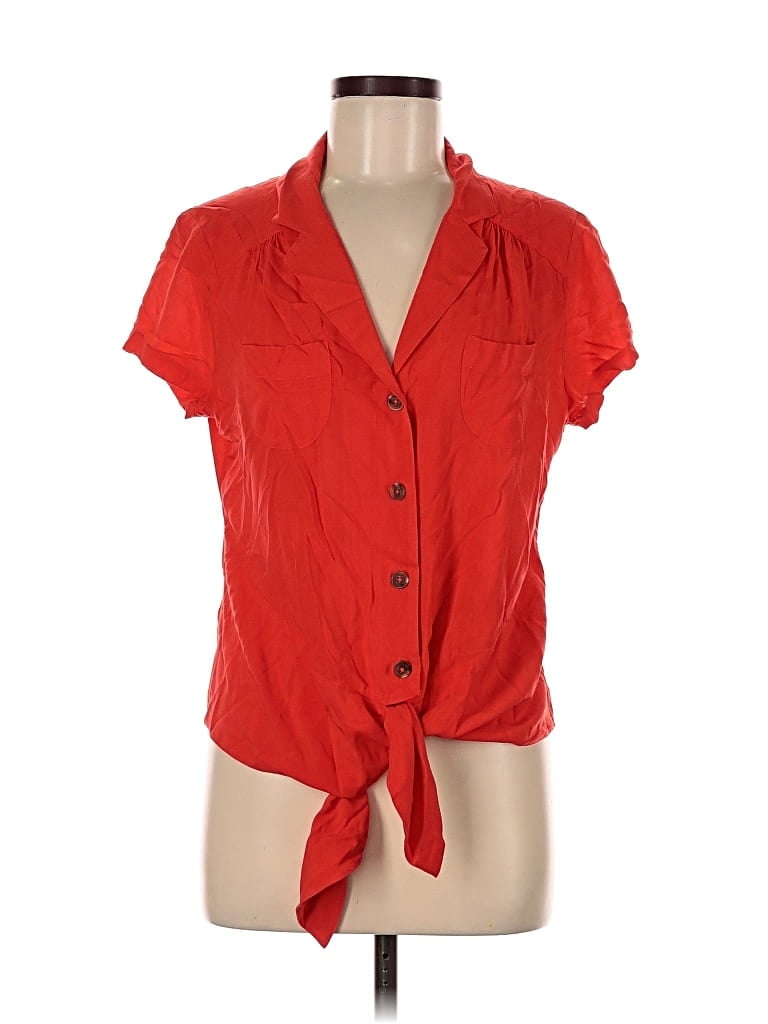 Pre-owned Maeve By Anthropologie Short Sleeve Blouse In Red