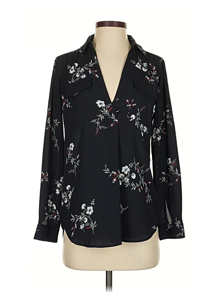 Pre-owned Ann Taylor Long Sleeve Blouse In Black