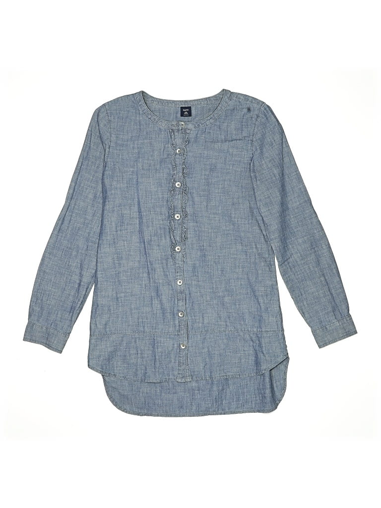 Pre-owned Gap Kids' 3/4 Sleeve Button Down Shirt In Blue