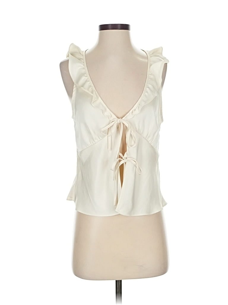 Pre-owned Cupcakes And Cashmere Sleeveless Blouse In White