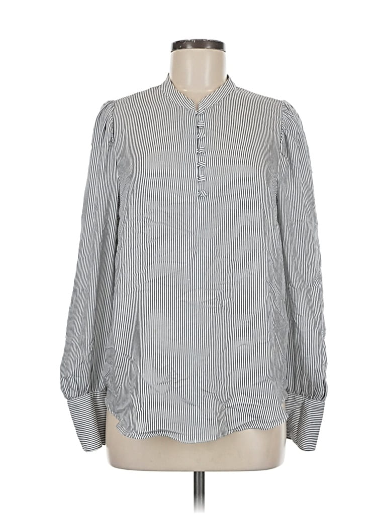 Pre-owned Ann Taylor Long Sleeve Blouse In Gray