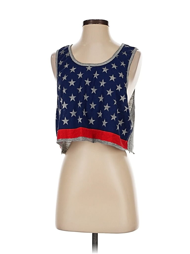 Pre-owned Mad Engine Tank Top Blue Strapless Neckline Tops