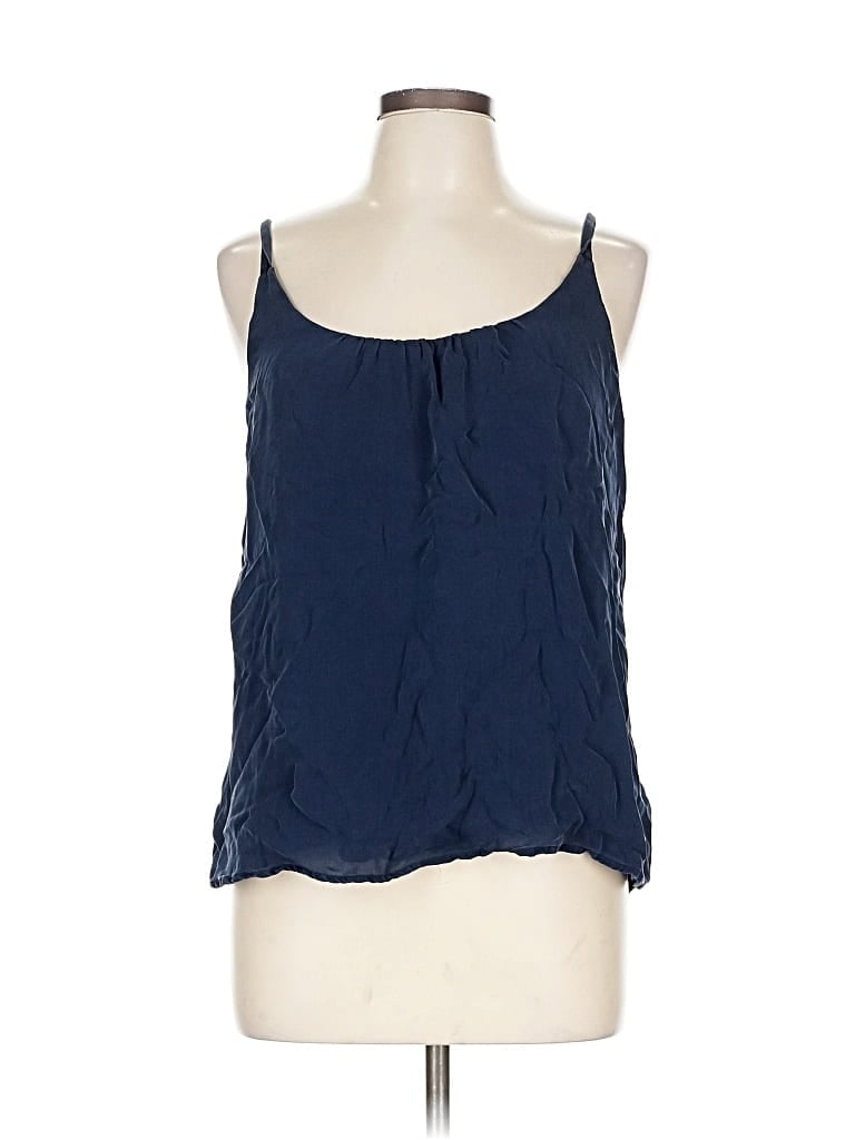 Pre-owned Graham & Spencer Sleeveless Silk Top Blue Halter Neckline Tops