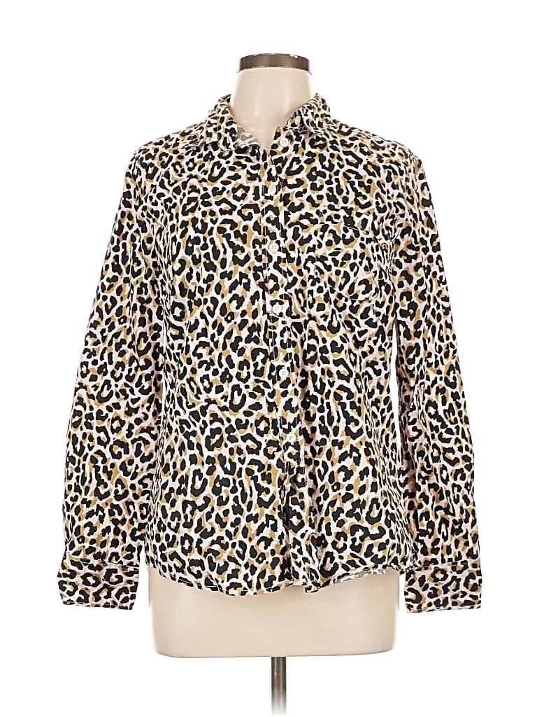 Pre-owned J.crew Factory Store Long Sleeve Button Down Shirt In Brown