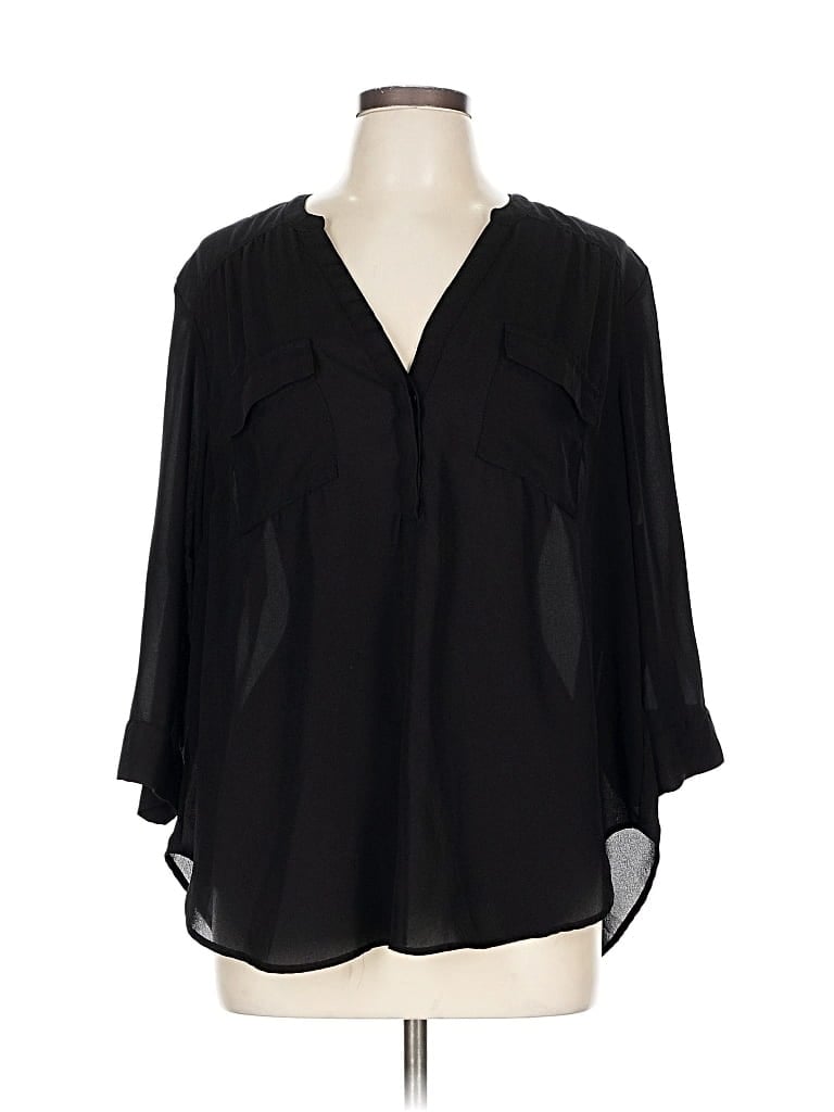 Pre-owned Torrid 3/4 Sleeve Blouse In Black
