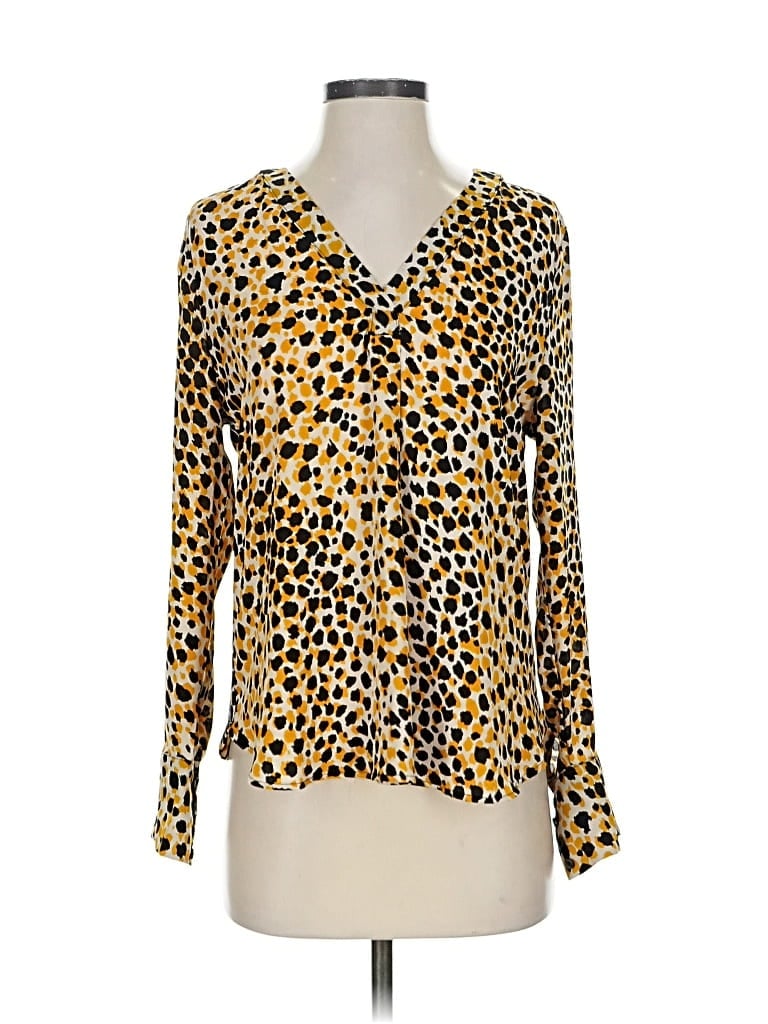 Pre-owned Ann Taylor Long Sleeve Blouse In Gold