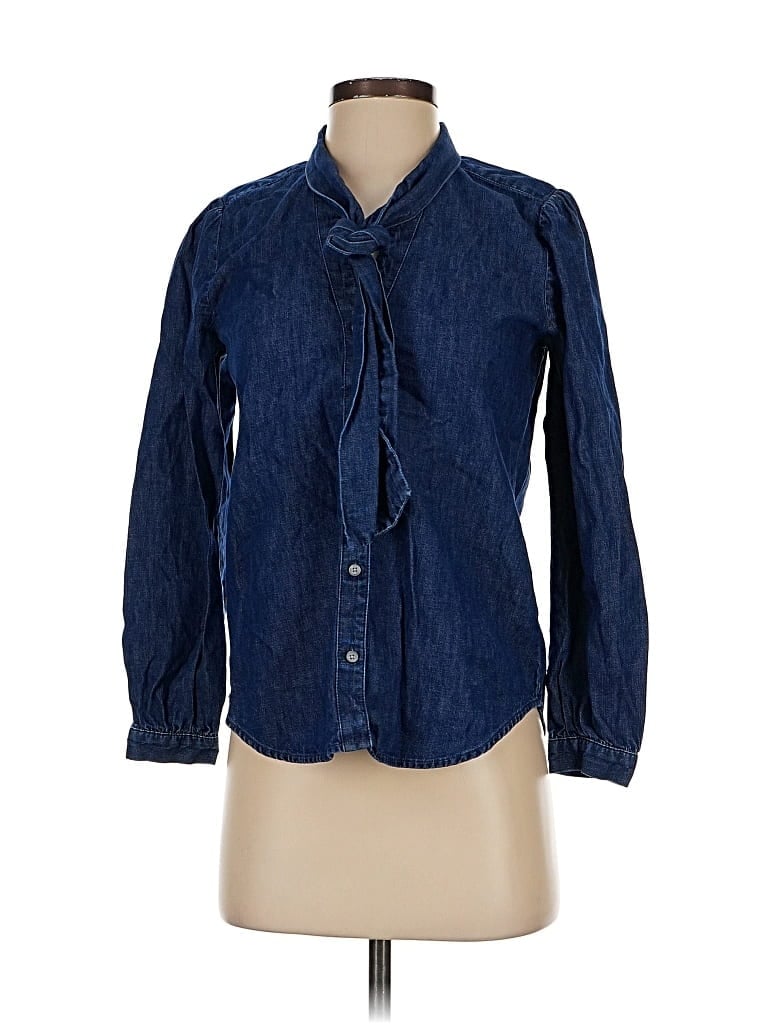 Pre-owned J.crew Factory Store Long Sleeve Button Down Shirt In Blue